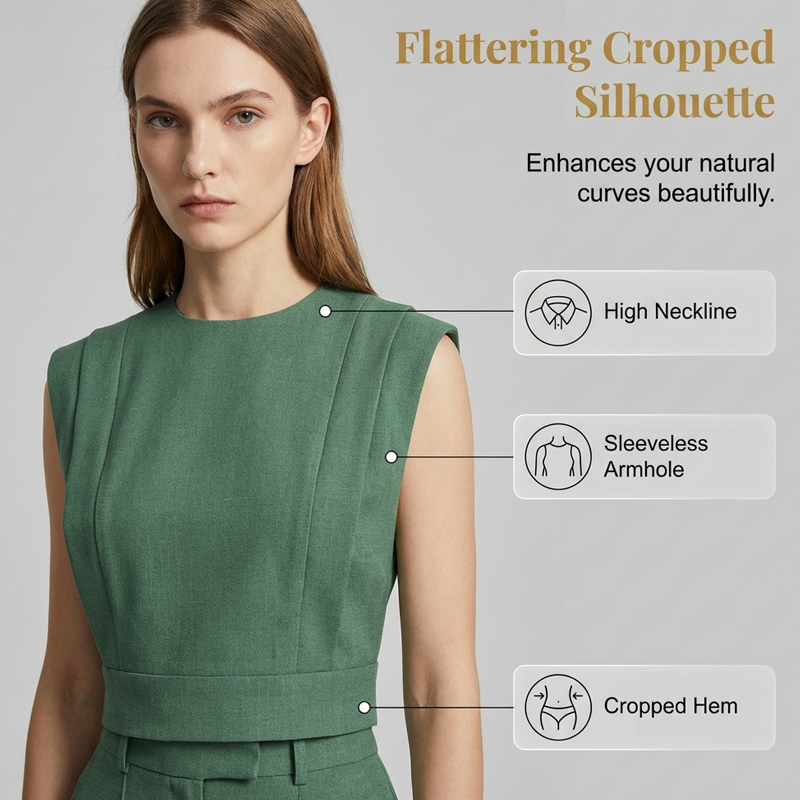 👕✨ 50% RABATT! Set aus schickem, ärmellosem Crop-Top und Hose mit hoher Taille – Figurbetont, feminin & perfekt für Sommer-Events 🌞