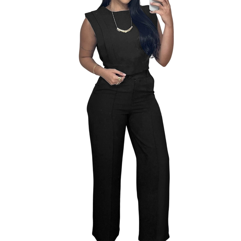 👕✨ 50% RABATT! Set aus schickem, ärmellosem Crop-Top und Hose mit hoher Taille – Figurbetont, feminin & perfekt für Sommer-Events 🌞