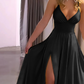 ✨V-Ausschnitt Maxikleid mit Spaghettiträgern und hohem Schlitz