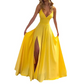 ✨V-Ausschnitt Maxikleid mit Spaghettiträgern und hohem Schlitz