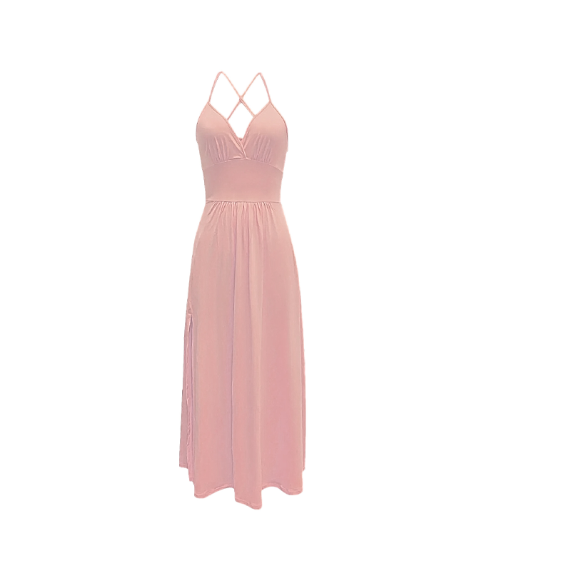 ✨V-Ausschnitt Maxikleid mit Spaghettiträgern und hohem Schlitz