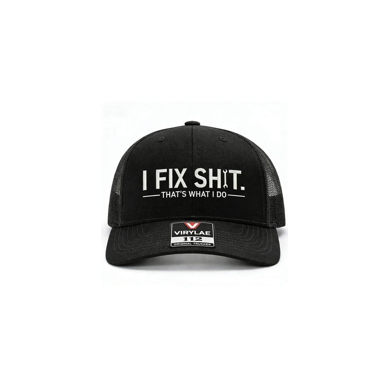 🧢 AKTION: 50% RABATT AUF ALLE CAPS! ✨ Trucker-Cap mit „I Fix Shit“-Stickerei – Atmungsaktives Mesh, Sonnenschutz & Verstellbar 🛠️