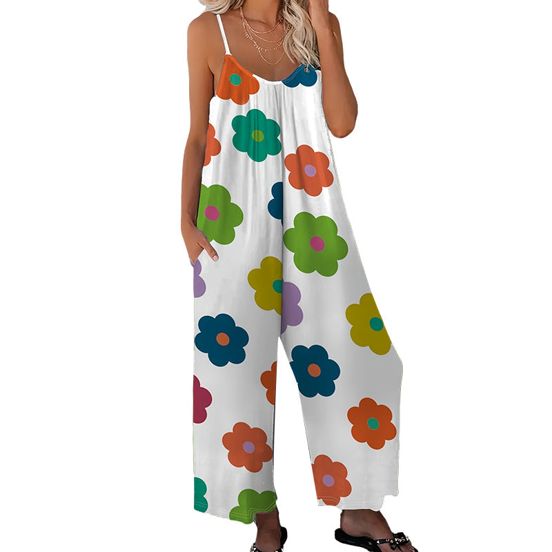 🌼50% RABATT !! ⏰Damen Jumpsuit mit Blumenmuster und weitem Bein