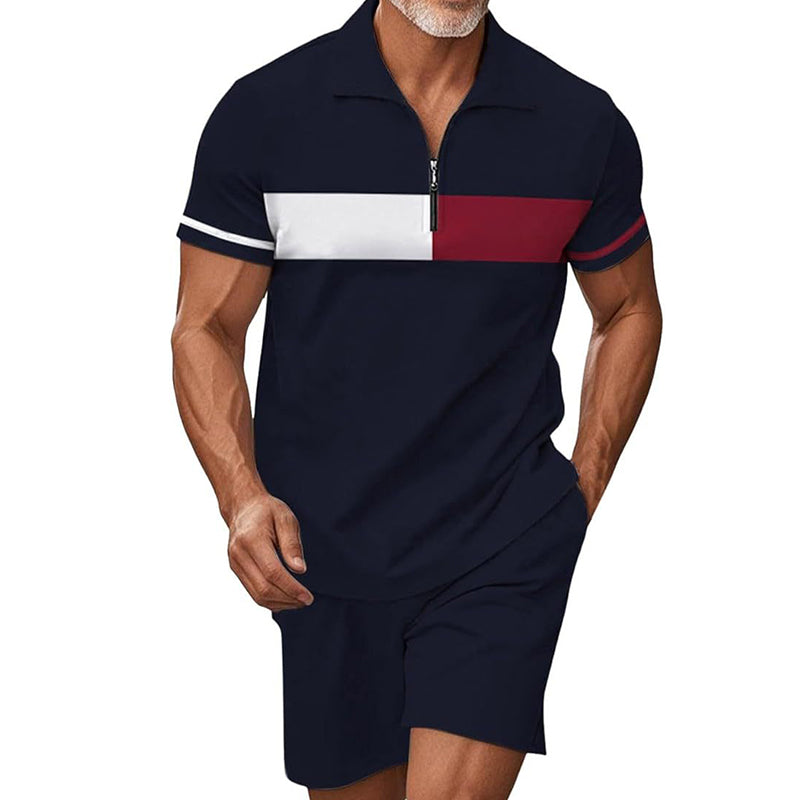 🔥 50% RABATT! Herren-Freizeit-Shirt & Shorts-Set mit Reißverschluss – Sportlich, bequem & perfekt für den Sommer 🏃‍♂️