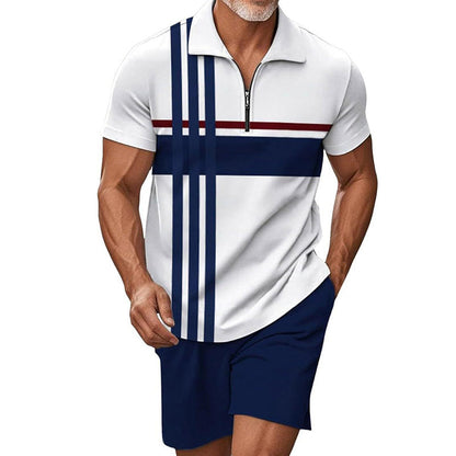 🔥 50% RABATT! Herren-Freizeit-Shirt & Shorts-Set mit Reißverschluss – Sportlich, bequem & perfekt für den Sommer 🏃‍♂️