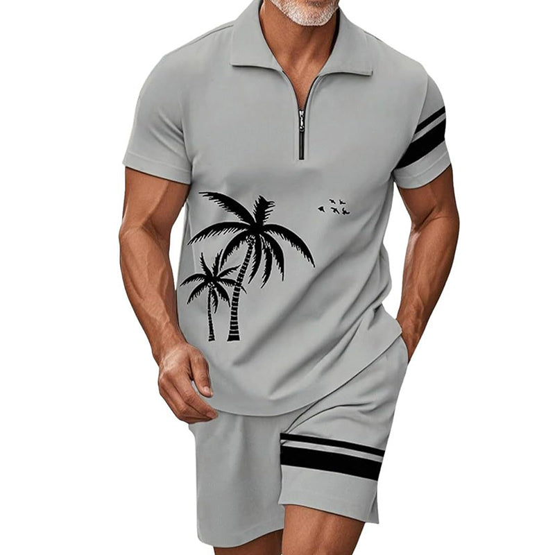 🔥 50% RABATT! Herren-Freizeit-Shirt & Shorts-Set mit Reißverschluss – Sportlich, bequem & perfekt für den Sommer 🏃‍♂️