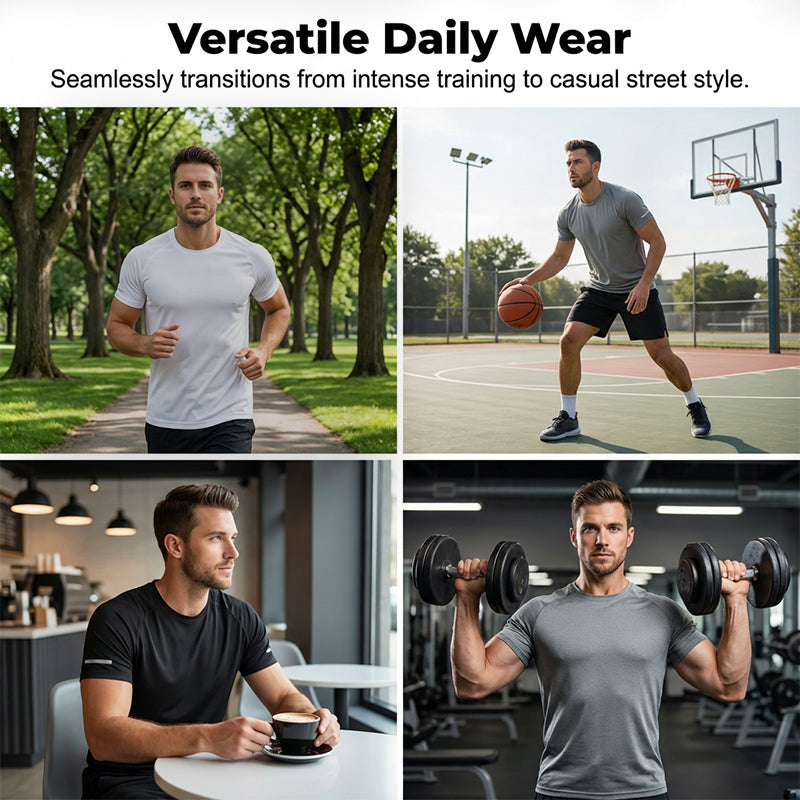👕⚡ 50% RABATT! 4er-Set Schnelltrocknendes Funktions-T-Shirts für Herren – Weiß, Grau, Blau, Schwarz | Atmungsaktiv & ideal für Sport & Alltag 🏃‍♂️