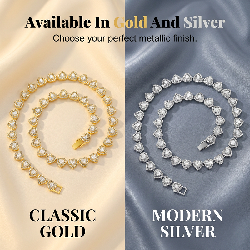 💍 Muttertagsangebot 💎 Glitzernde Herzanhänger-Halskette – mit Diamanten besetzt, in Gold/Silber, verstellbare Länge – perfektes Geschenk 💖