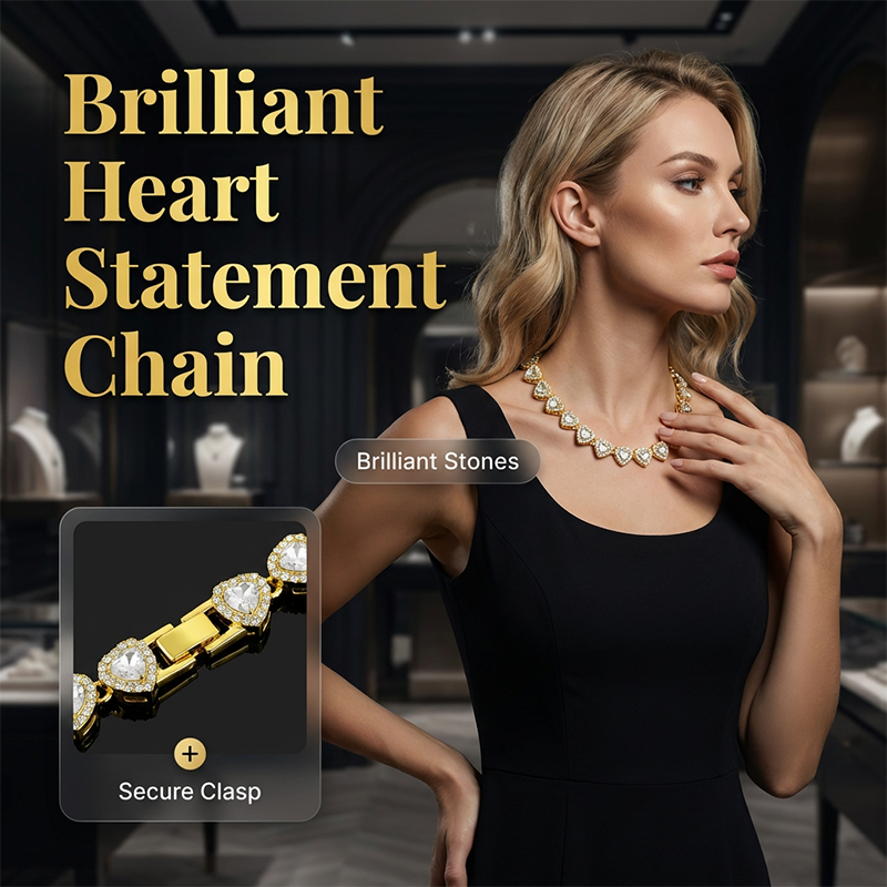 💍 Muttertagsangebot 💎 Glitzernde Herzanhänger-Halskette – mit Diamanten besetzt, in Gold/Silber, verstellbare Länge – perfektes Geschenk 💖
