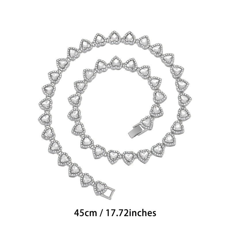 💍 Muttertagsangebot 💎 Glitzernde Herzanhänger-Halskette – mit Diamanten besetzt, in Gold/Silber, verstellbare Länge – perfektes Geschenk 💖