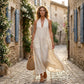 👗🌸 50% RABATT! Lässiges Midikleid mit Neckholder und V-Ausschnitt für Damen – Leicht, sommerlich & perfekt für besondere Anlässe ✨