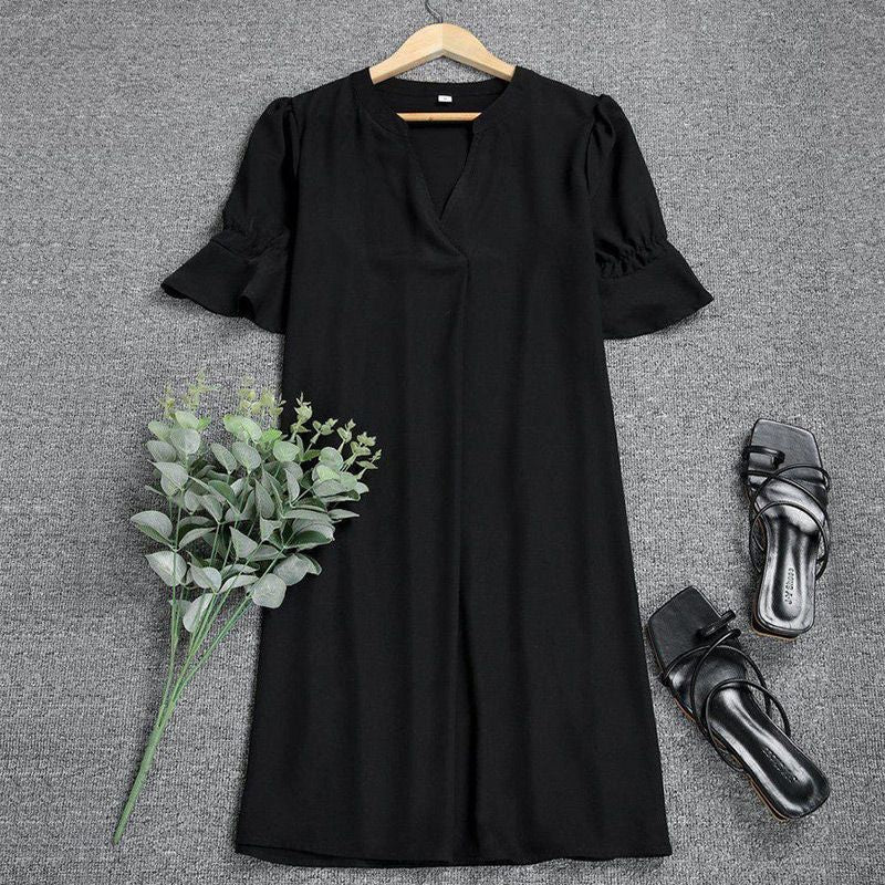 【🔥Bestseller 2026-Nur für kurze Zeit- 50 % Rabatt】✨Mode V-neck cotton and linen slim dress-😍Zeige deine perfekte Figur