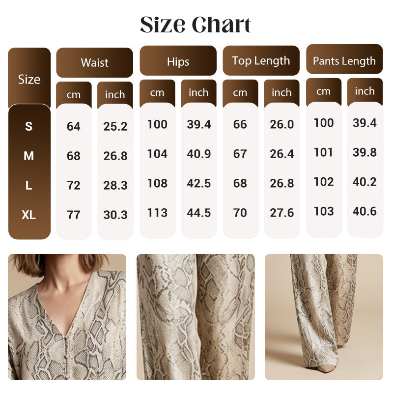 🌹 JETZT 50 % RABATT! 👗 Set aus Damen-Oberteil mit Schlangenprint und Hose mit weitem Bein – auffälliger Print, lockere Passform und lässiger Stil ✨