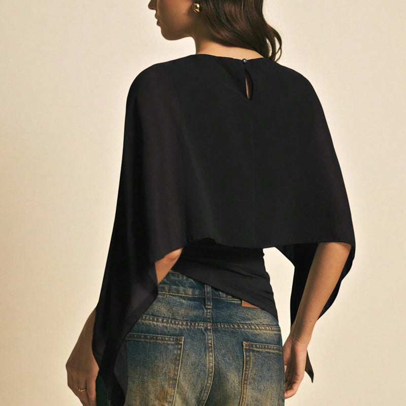 ✨🔥Chiffon-Bluse mit Kapuzenärmeln – elegant, vielseitig & bequem