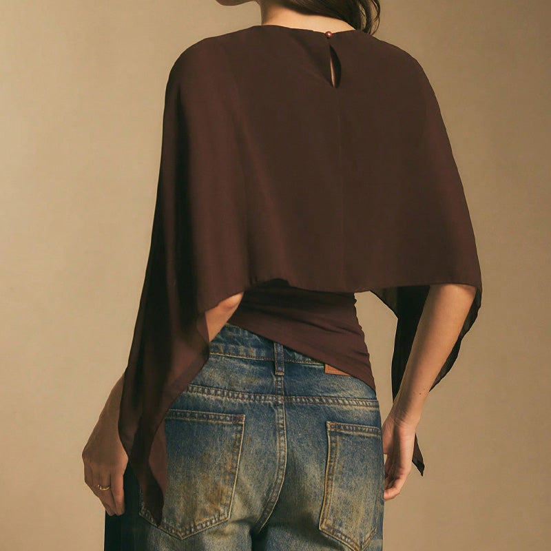 ✨🔥Chiffon-Bluse mit Kapuzenärmeln – elegant, vielseitig & bequem