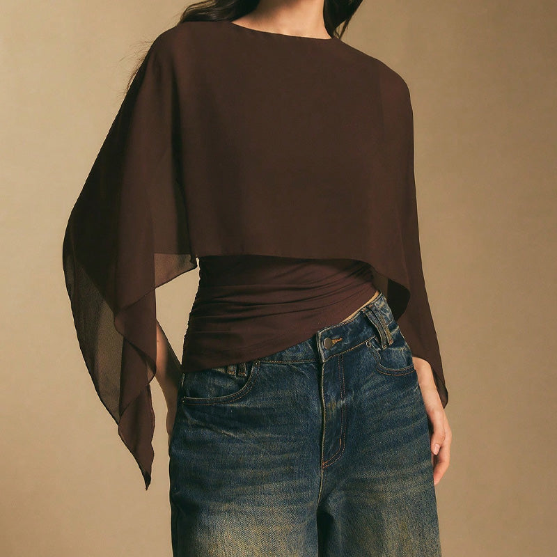 ✨🔥Chiffon-Bluse mit Kapuzenärmeln – elegant, vielseitig & bequem