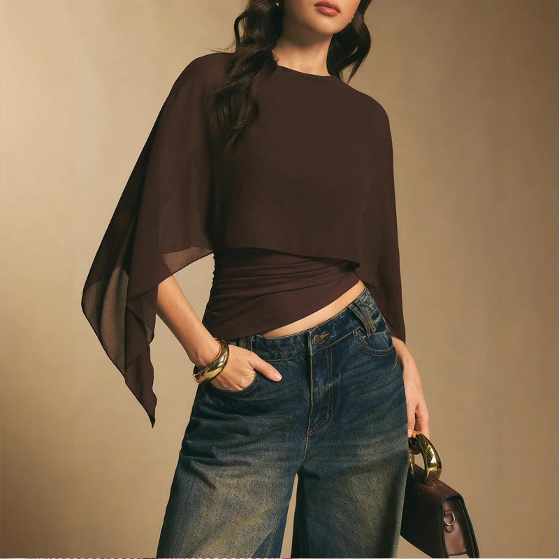 ✨🔥Chiffon-Bluse mit Kapuzenärmeln – elegant, vielseitig & bequem