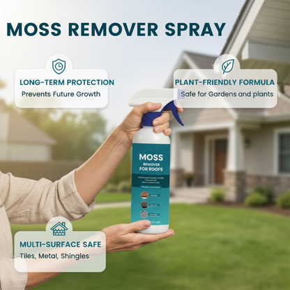 🌧️🏠 50% RABATT! Moos- und Algenreiniger-Spray für verschiedene Dachflächen – Aufsprühen, abspülen und strahlend sauber! Schonend zu Pflanzen, für ein sauberes Dach in wenigen Minuten. ✨