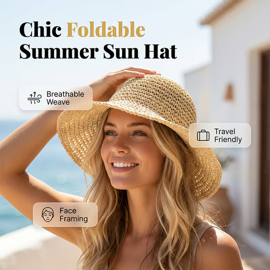 👒🌞 50% RABATT! Handgewebter Strohhut für Damen mit breiter Krempe – Klassisch, stylisch & perfekter UV-Schutz für den Sommer 🌿
