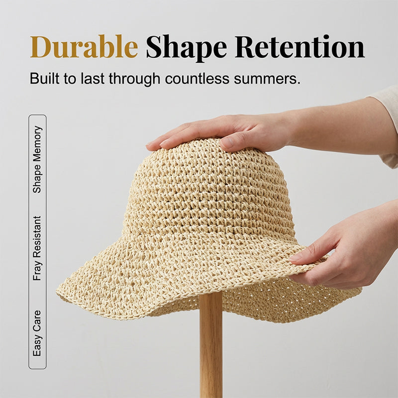 👒🌞 50% RABATT! Handgewebter Strohhut für Damen mit breiter Krempe – Klassisch, stylisch & perfekter UV-Schutz für den Sommer 🌿