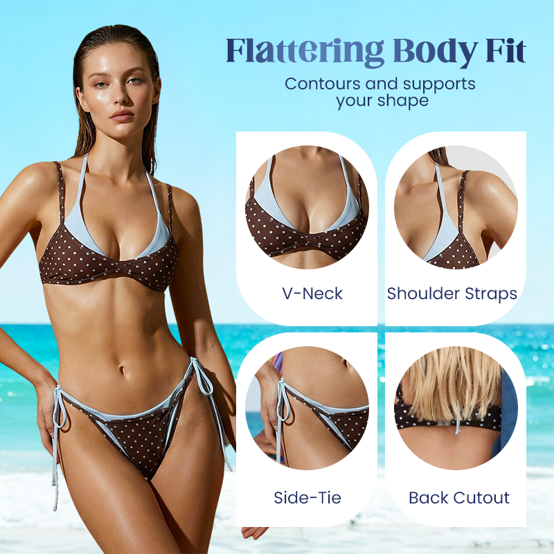 👙🌺 50% RABATT! Damen Bikini-Set mit Polka Dots und seitlicher Bindung – Verspielt, feminin & perfekt für den Strand ✨
