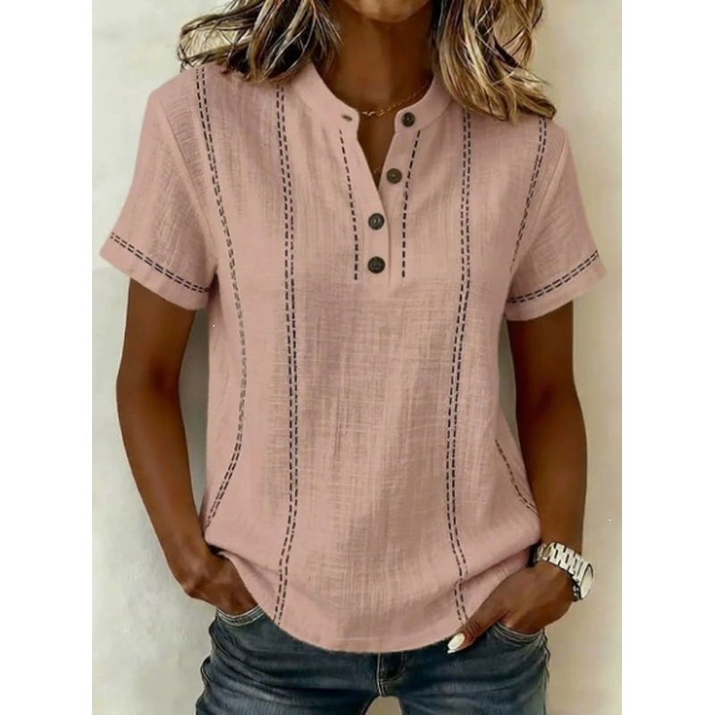 👕 50% RABATT! ✨ Damen Casual Kurzarmoberteil – Atmungsaktiver Stoff, Lockerer Schnitt, Vielseitiger Kragen 🍂