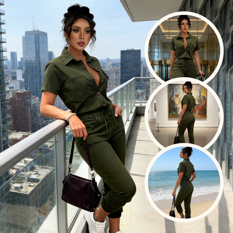 👕✨ 2026 HEISSER VERKAUF – 50% RABATT! Kurzärmeliger Jumpsuit für Damen mit Knopfleiste – Lässig, vielseitig & perfekt für Sommer & Alltag 🌞