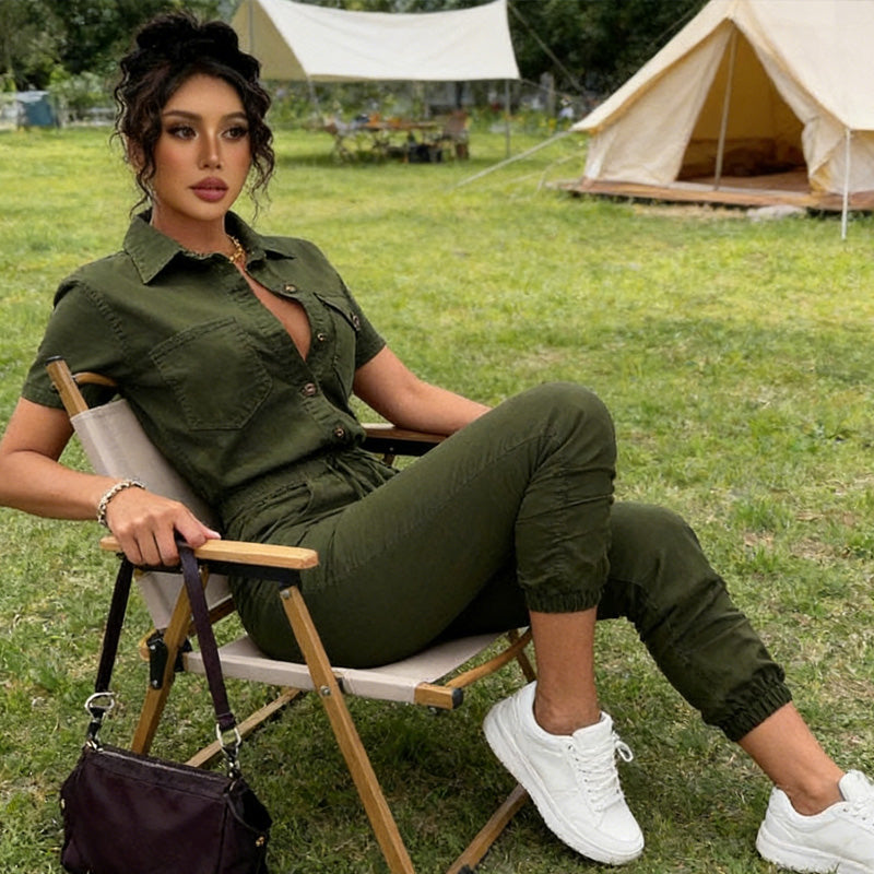 👕✨ 2026 HEISSER VERKAUF – 50% RABATT! Kurzärmeliger Jumpsuit für Damen mit Knopfleiste – Lässig, vielseitig & perfekt für Sommer & Alltag 🌞