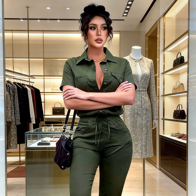 👕✨ 2026 HEISSER VERKAUF – 50% RABATT! Kurzärmeliger Jumpsuit für Damen mit Knopfleiste – Lässig, vielseitig & perfekt für Sommer & Alltag 🌞