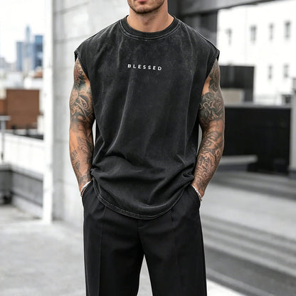 ✨🎽 Herren Vintage-Tanktop im Acid-Wash-Look – leicht, locker geschnitten & maskulin – ideal für Sport, Freizeit & heiße Tage