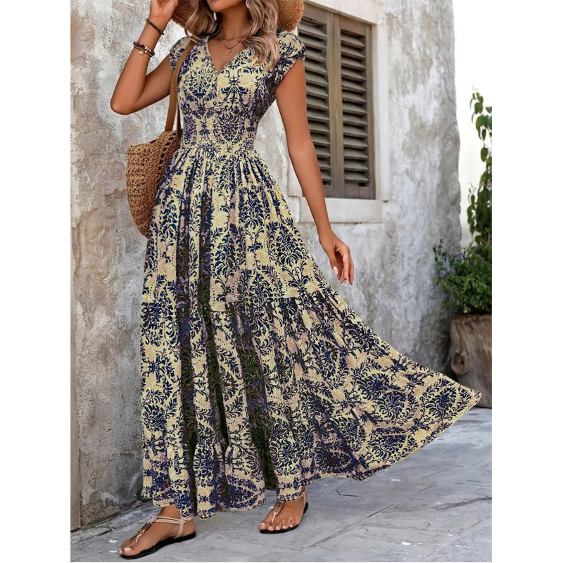 ✨ 50% RABATT! 💃 Maxikleid Damen – luftig-leichtes Baumwollmischgewebe, V-Ausschnitt & sommerlicher Charme – Bequem, elegant & perfekt für warme Tage am Strand oder in der Stadt 🌞