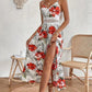 👗🌸 50% RABATT! Fließendes Kleid mit Blumenmuster und hohem Schlitz für Damen mit Spaghettiträgern – Romantisch, lässig & perfekt für den Sommer ✨