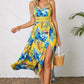 👗🌸 50% RABATT! Fließendes Kleid mit Blumenmuster und hohem Schlitz für Damen mit Spaghettiträgern – Romantisch, lässig & perfekt für den Sommer ✨