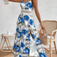 👗🌸 50% RABATT! Fließendes Kleid mit Blumenmuster und hohem Schlitz für Damen mit Spaghettiträgern – Romantisch, lässig & perfekt für den Sommer ✨