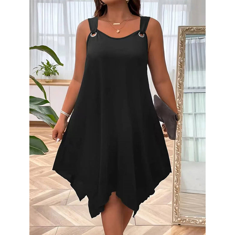 👗✨ ÄRMELLOSES DAMENKLEID MIT ASYMMETRISCHEM SAUM – 50% RABATT! Modern, feminin & perfekt für Sommer, Party oder festliche Anlässe 🌸