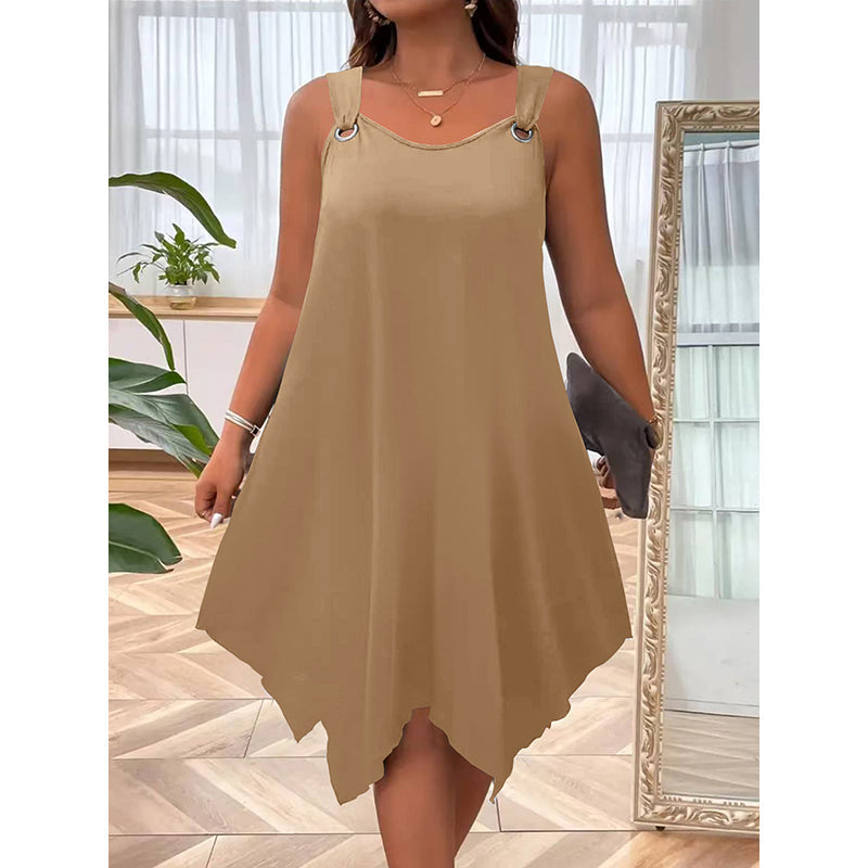 👗✨ ÄRMELLOSES DAMENKLEID MIT ASYMMETRISCHEM SAUM – 50% RABATT! Modern, feminin & perfekt für Sommer, Party oder festliche Anlässe 🌸