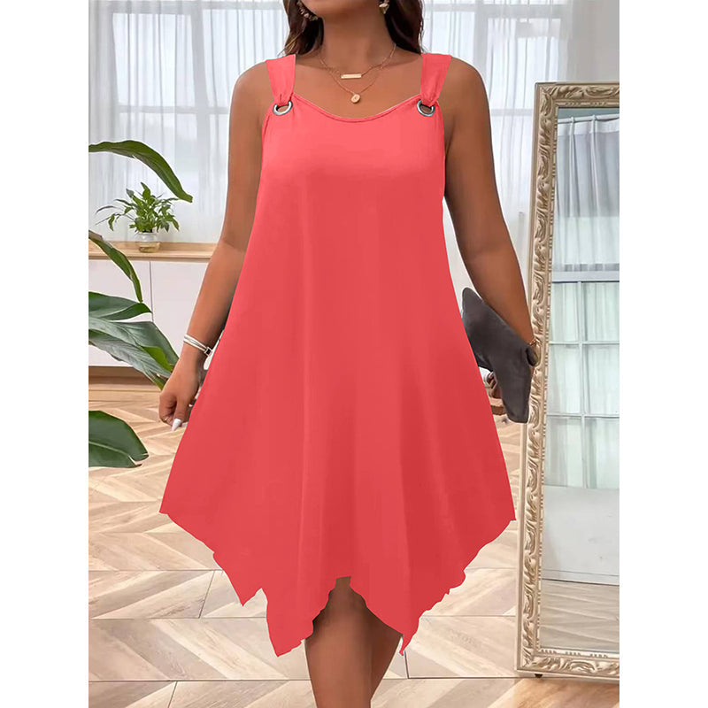 👗✨ ÄRMELLOSES DAMENKLEID MIT ASYMMETRISCHEM SAUM – 50% RABATT! Modern, feminin & perfekt für Sommer, Party oder festliche Anlässe 🌸