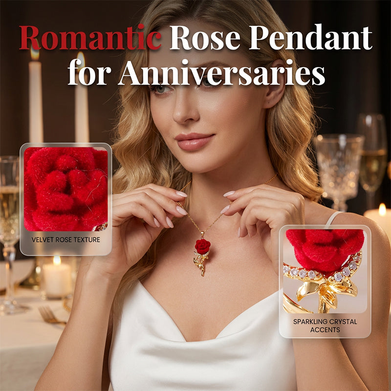 🔥Solange der Vorrat reicht 50 % Rabatt!🎉Elegante Halskette mit Anhänger in Form einer roten Rose