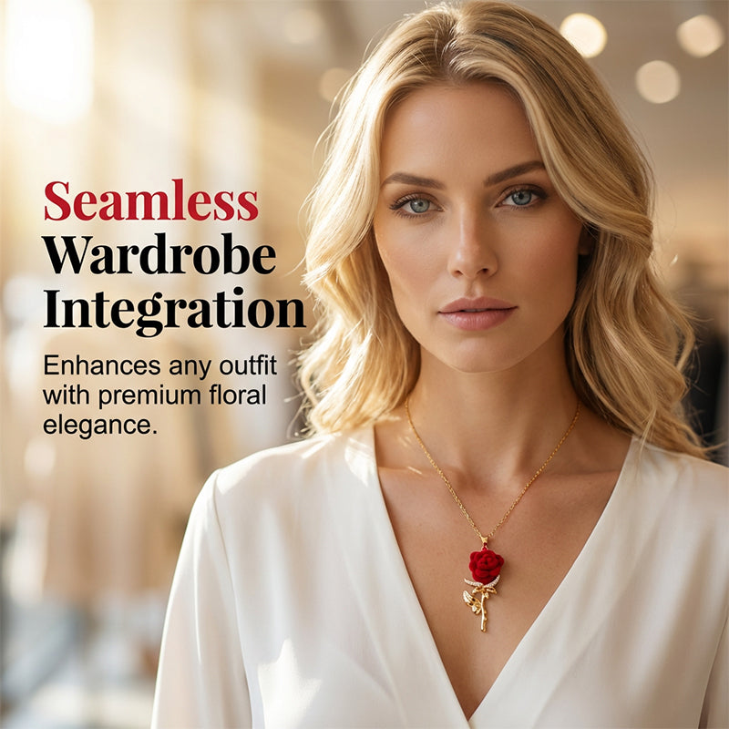 🔥Solange der Vorrat reicht 50 % Rabatt!🎉Elegante Halskette mit Anhänger in Form einer roten Rose