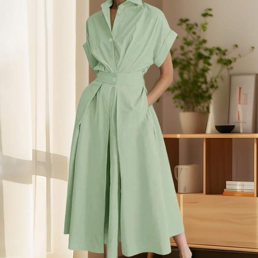 👔🌸 ELEGANTES HEMDBLUSENKLEID IN A-LINIE MIT REVERSKRAGEN UND HOHER TAILLE – 50% RABATT! Stilsicher, schmeichelhaft & perfekt für Büro, Date oder festliche Anlässe 💼