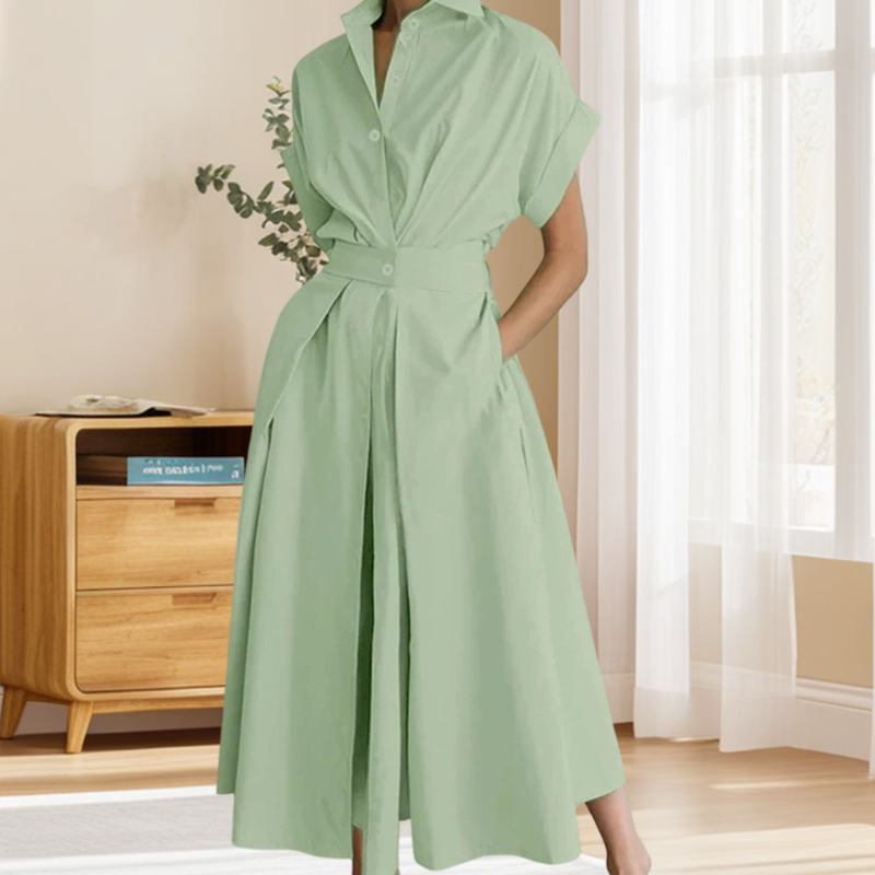 👔🌸 ELEGANTES HEMDBLUSENKLEID IN A-LINIE MIT REVERSKRAGEN UND HOHER TAILLE – 50% RABATT! Stilsicher, schmeichelhaft & perfekt für Büro, Date oder festliche Anlässe 💼