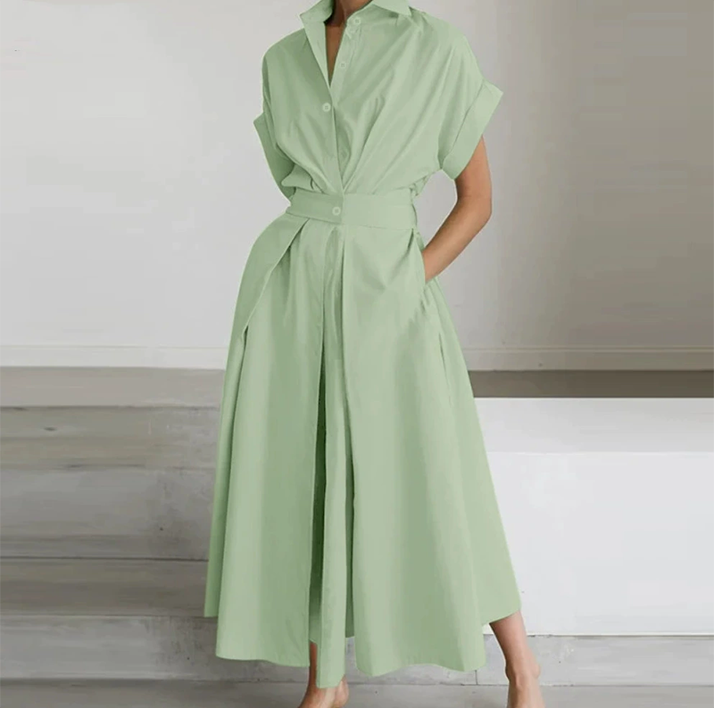 👔🌸 ELEGANTES HEMDBLUSENKLEID IN A-LINIE MIT REVERSKRAGEN UND HOHER TAILLE – 50% RABATT! Stilsicher, schmeichelhaft & perfekt für Büro, Date oder festliche Anlässe 💼