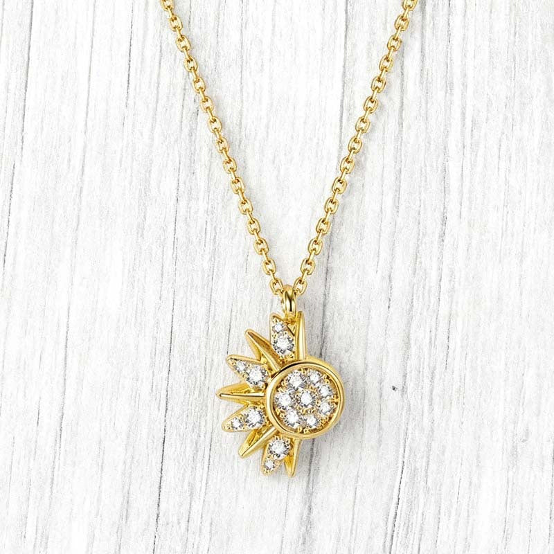 🌙 LIMITED-TIME 50% RABATT! ✨ Sonne & Mond Halskette – Strasssteine, Zweifarbig Gold/Silber, Partner-Set 🌞