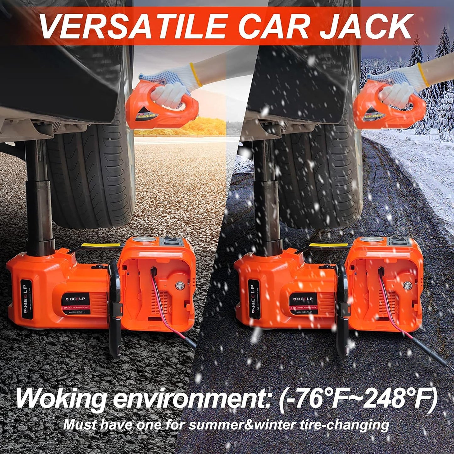 🚗⚡ 12V Elektrischer Hydraulik-Wagenheber – Automatischer Hebevorgang, bis zu 5t Tragkraft & integrierte LED-Arbeitsleuchte