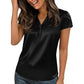 👚 50% RABATT! ✨ Lässige Damenbluse aus Satin mit kurzen Ärmeln – Glänzend, luftig & vielseitig für Büro und Freizeit 🌸