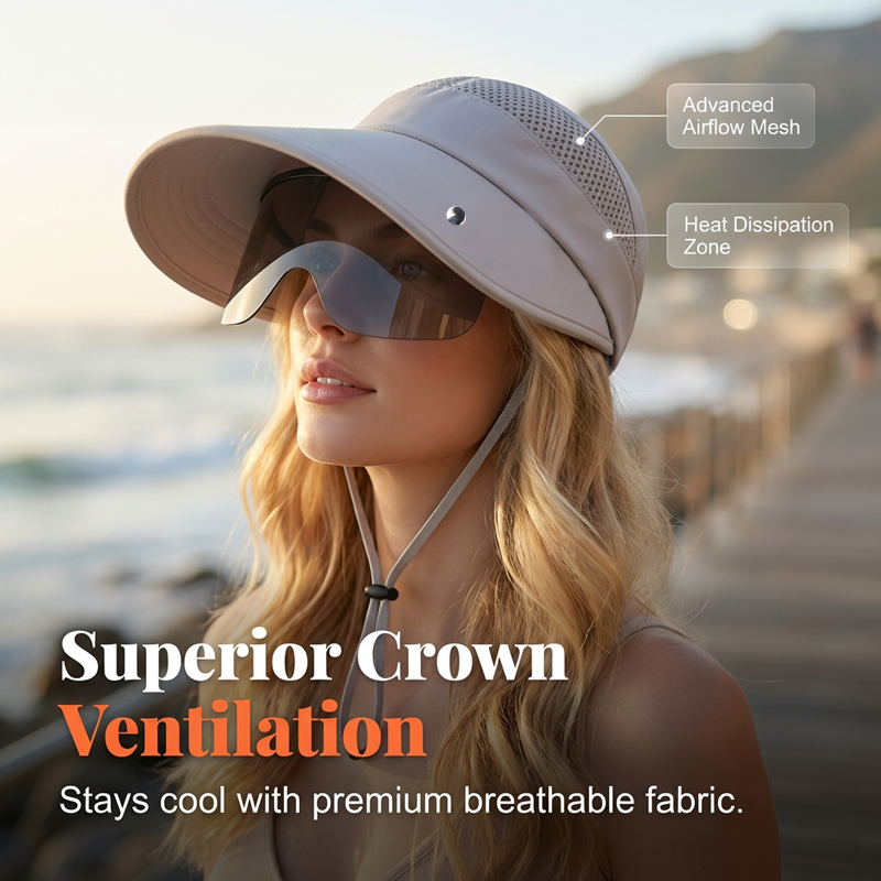 👒🛡️ 50% RABATT! Breitkrempiger Schirm mit Gesichtsschutz – Vollständiger UV- & Sonnenschutz für Gesicht, Hals & Augen ☀️