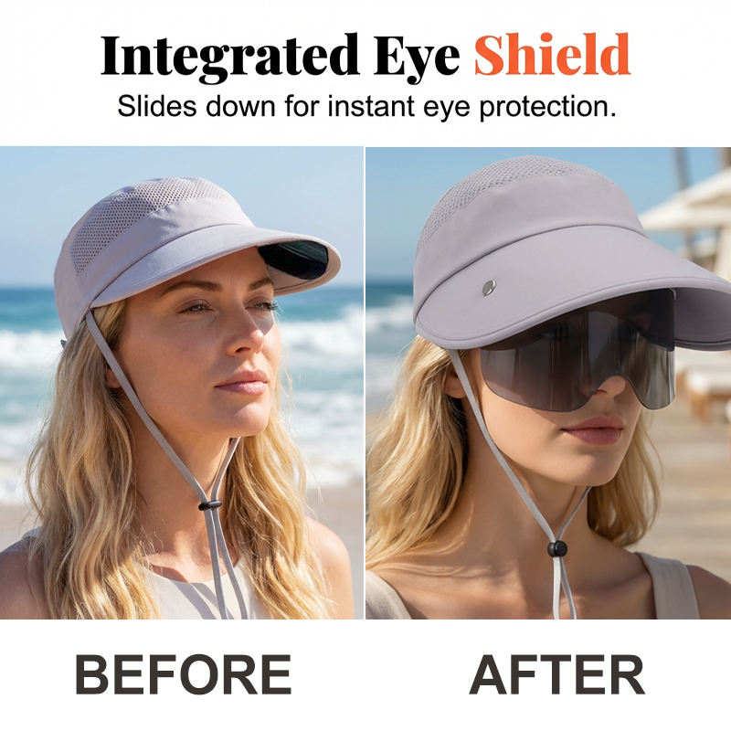 👒🛡️ 50% RABATT! Breitkrempiger Schirm mit Gesichtsschutz – Vollständiger UV- & Sonnenschutz für Gesicht, Hals & Augen ☀️