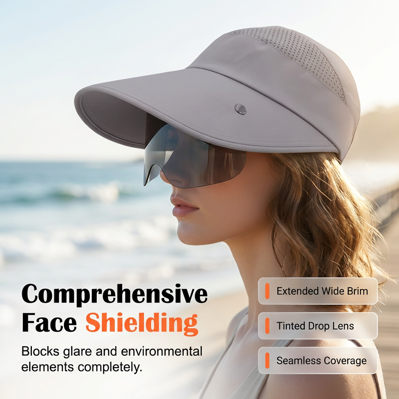 👒🛡️ 50% RABATT! Breitkrempiger Schirm mit Gesichtsschutz – Vollständiger UV- & Sonnenschutz für Gesicht, Hals & Augen ☀️