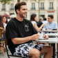 👕🩳 خصم 50%! طقم كاجوال رجالي من قطعتين - تي شيرت وشورت مطبوع - مريح، مسامي ومتعدد الاستخدامات للصيف والارتداء اليومي ☀️