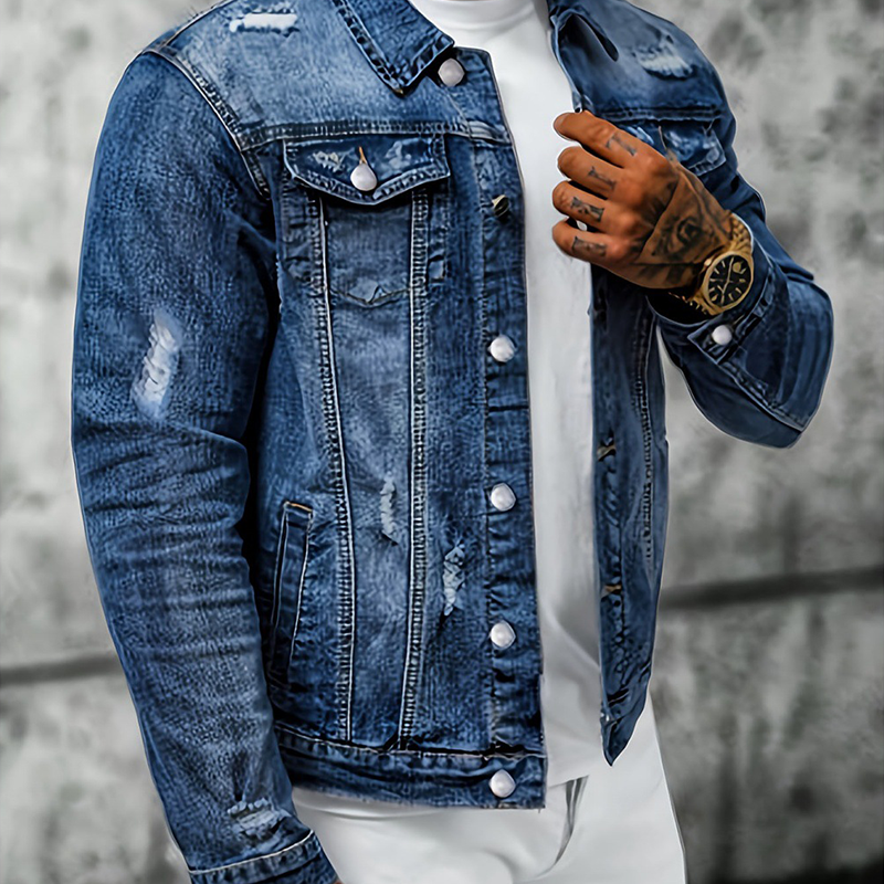 👕🔥 Herren-Freizeit-Denimjacke im Used-Look mit Vintage-Wäsche – 50% RABATT! Lässig, robust & perfekt für Frühling, Herbst oder kühle Sommerabende 🍂